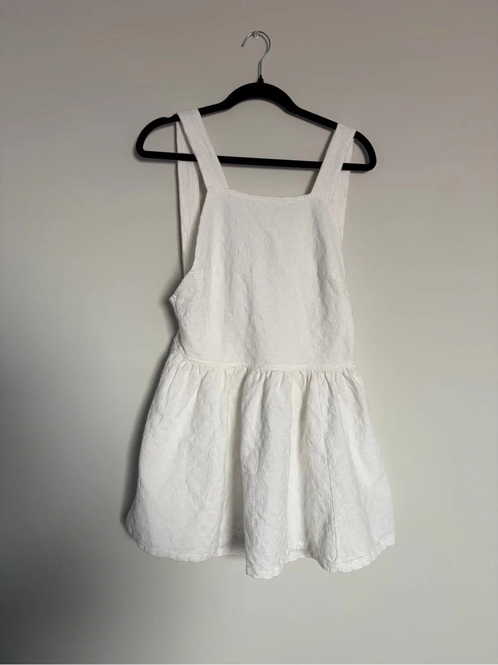 Free People White Textured Drop Waist Mini Dress S NWOT Cottagecore Boho